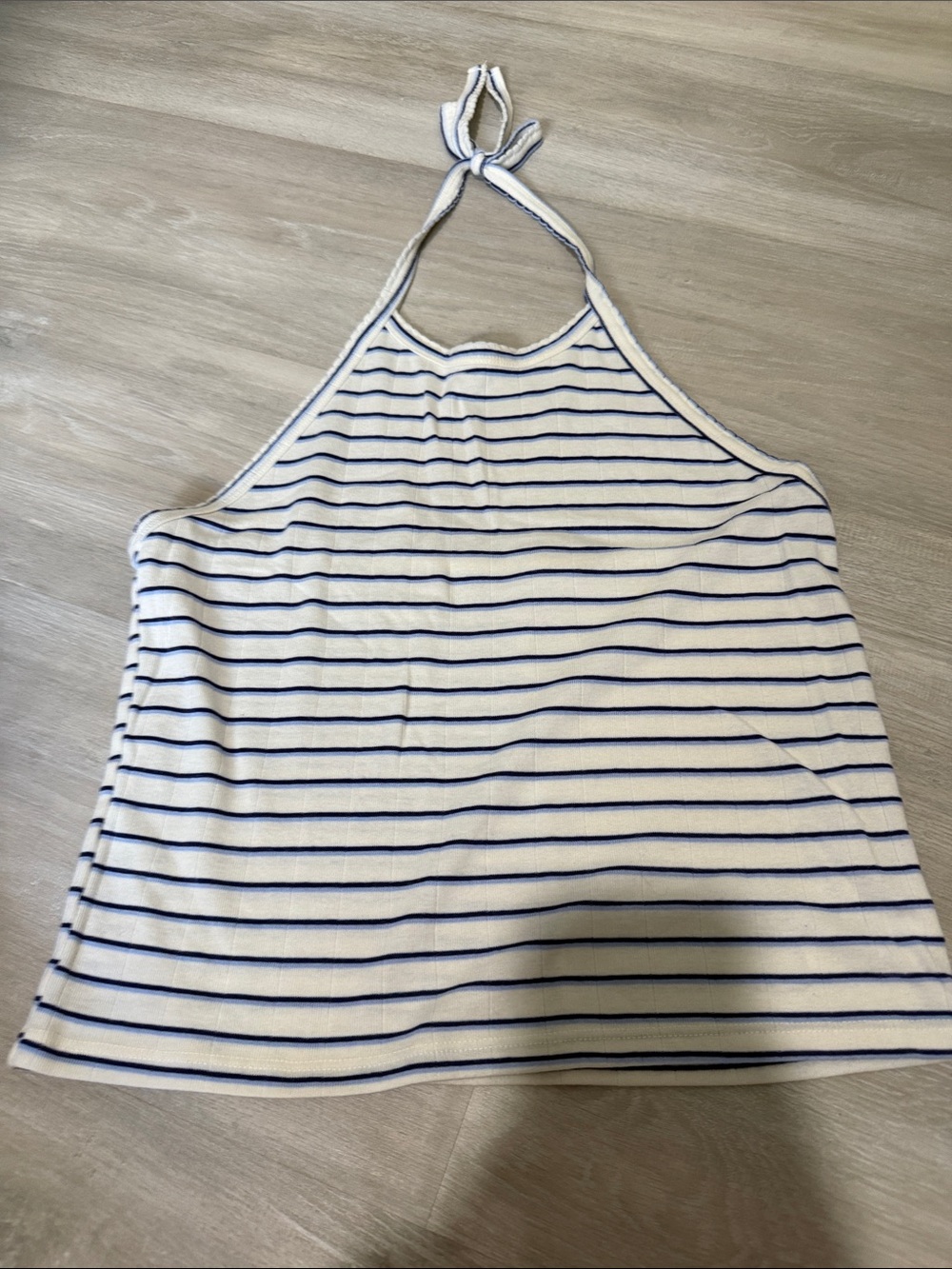 American Eagle Outfitters White & Blue Striped Halter Tank size M